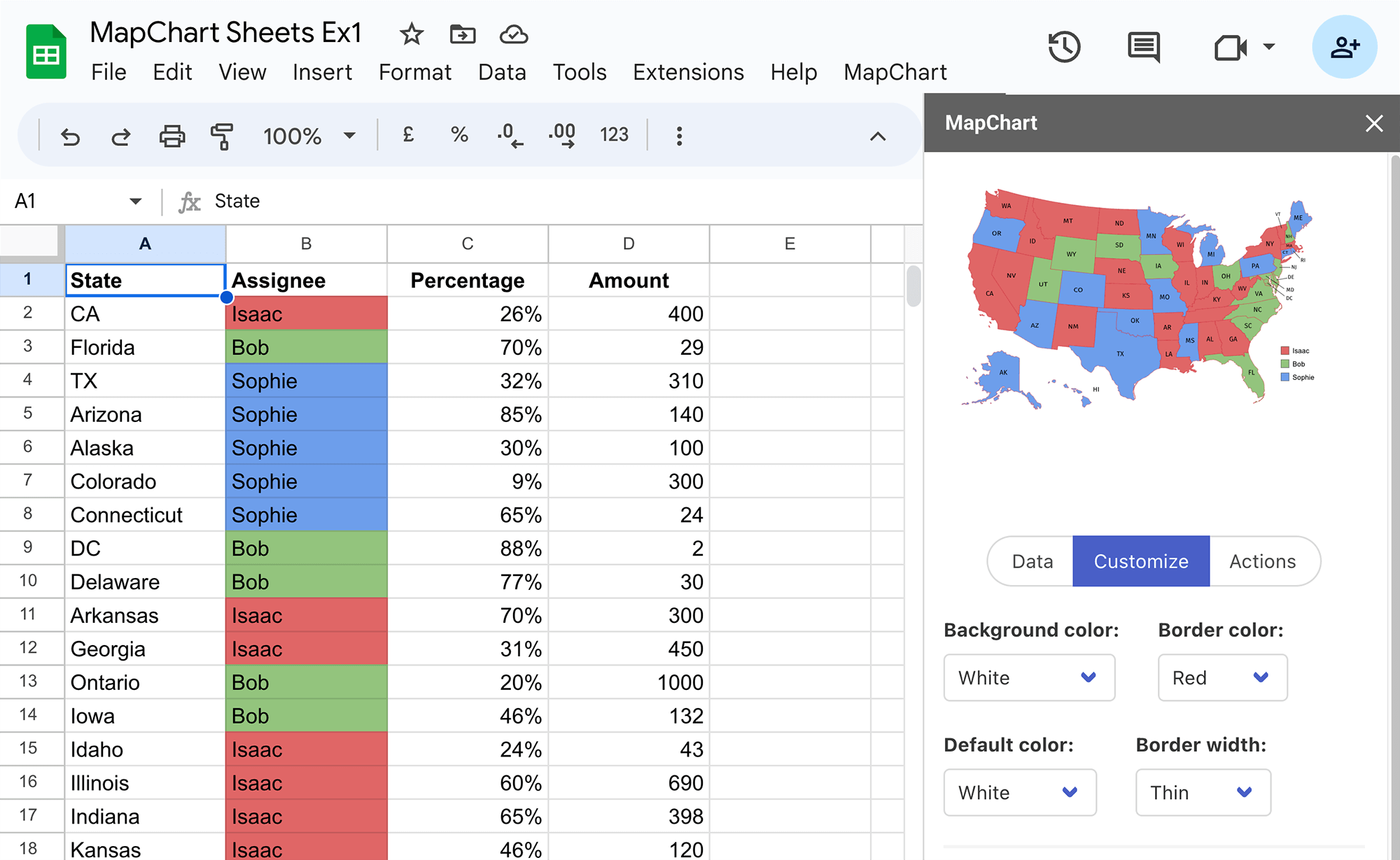 MapChart for Google Sheets